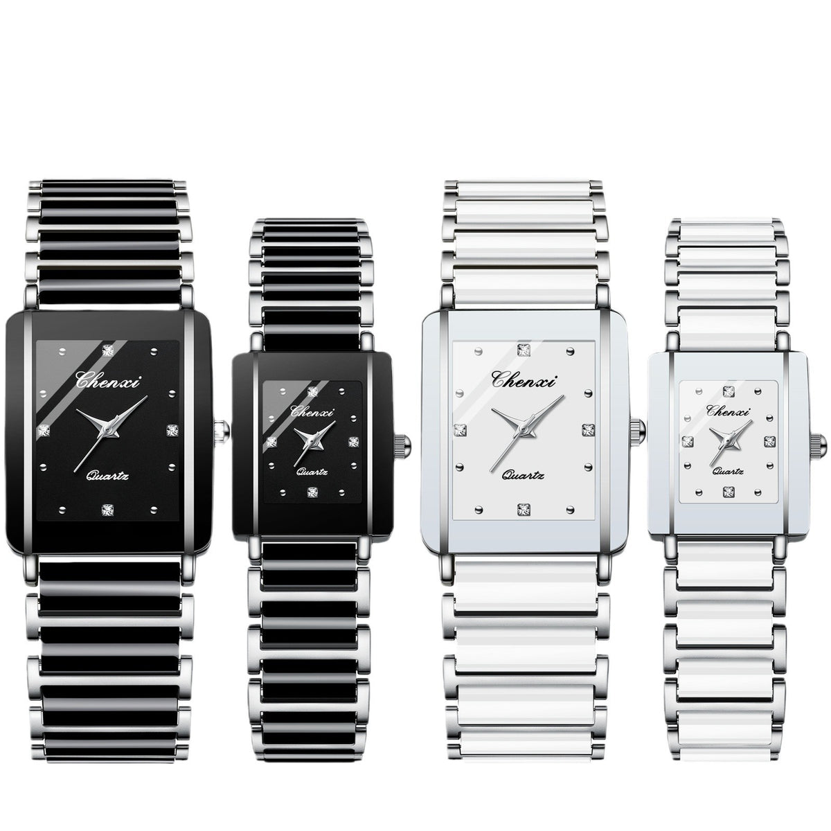 Reloj de pareja cuadrado para mujer y hombre, de cerámica y cuarzo.
