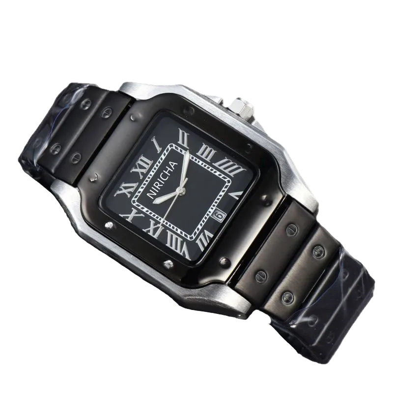 Reloj cuadrado de acero inoxidable de 3 pines