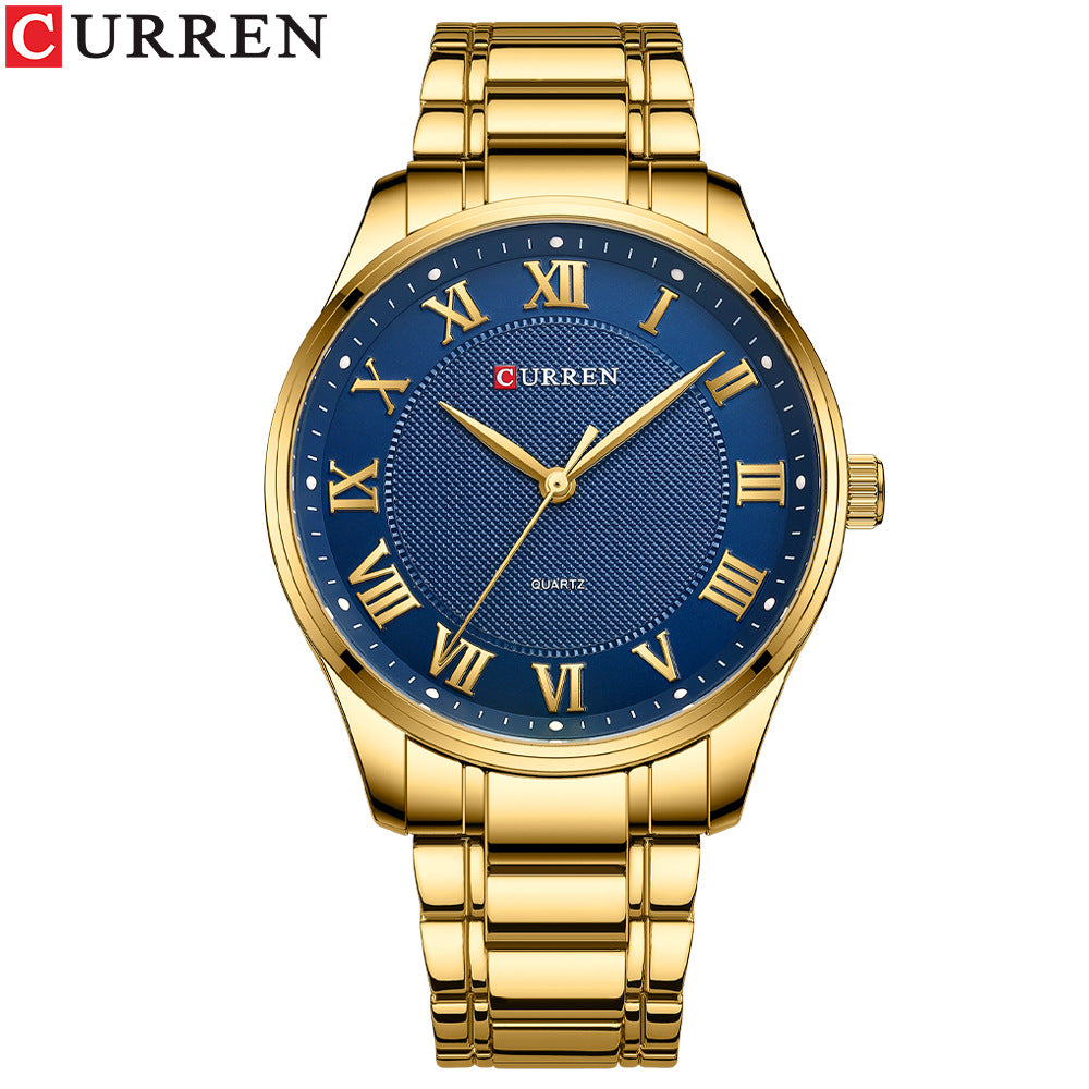 Reloj de negocios con correa de acero, reloj de cuarzo informal y elegante.