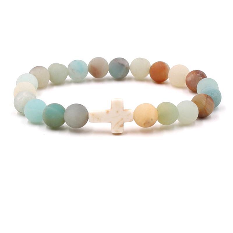 Pulsera de cruz con cuentas de moda