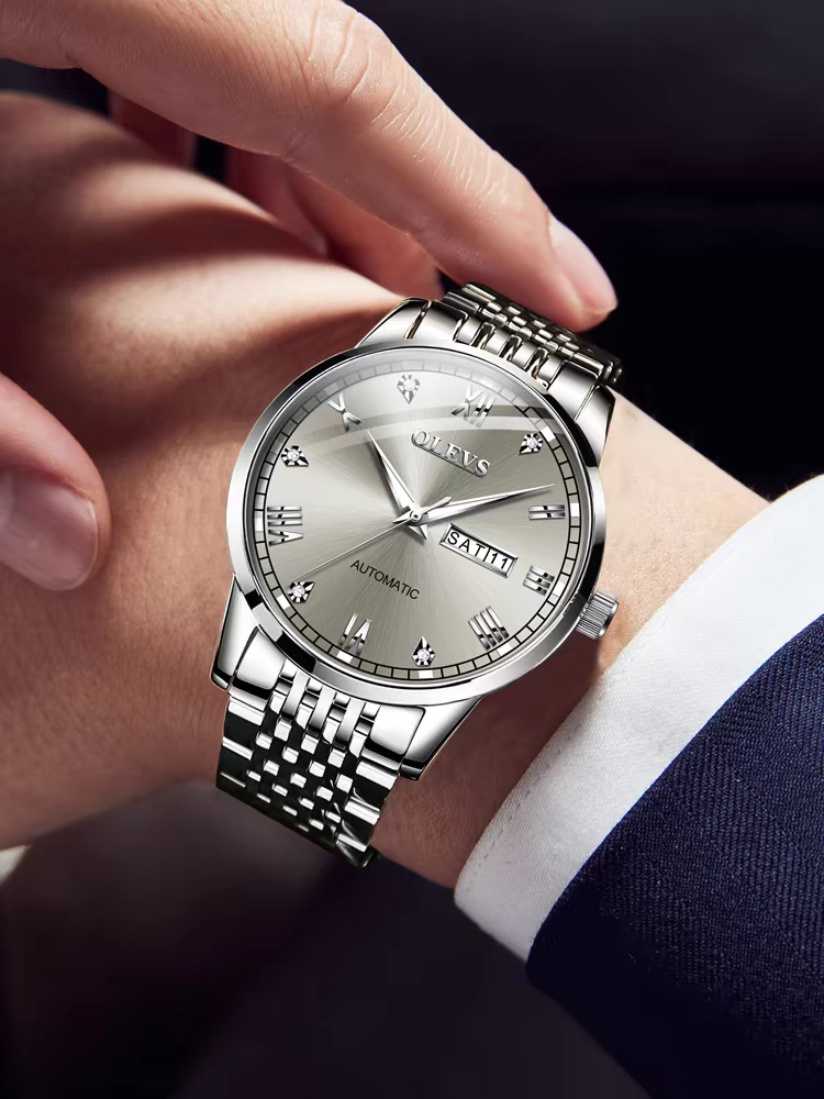 Reloj de hombre, reloj mecánico para hombre, totalmente automático, de cuerda sencilla, resistente al agua y con luz nocturna.