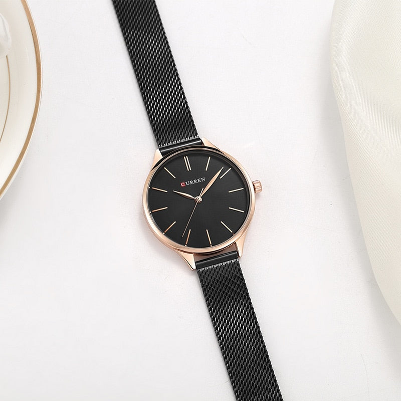 Reloj de pulsera para mujer CURREN, reloj de pulsera para mujer, reloj de acero milanés, oro rosa para mujer.