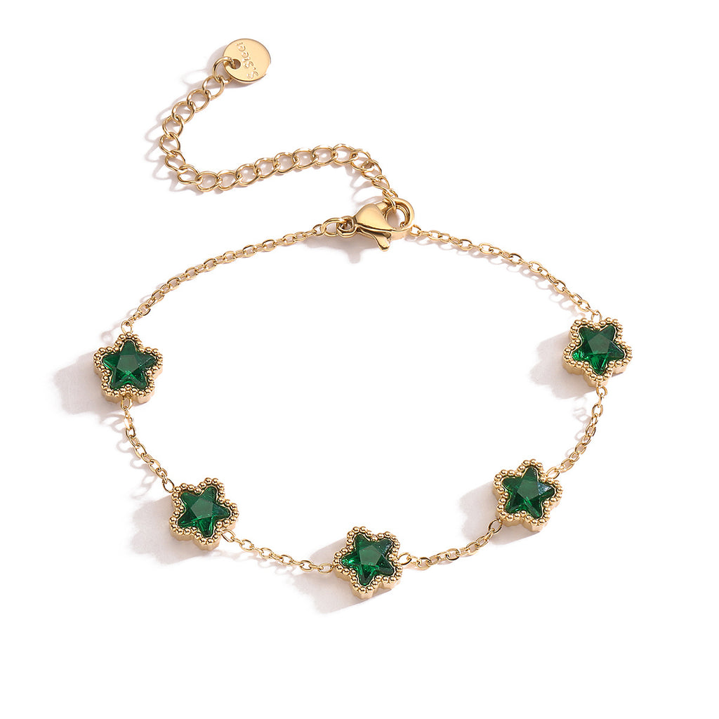 Pulsera de acero titanio con circonitas para mujer, joyería exclusiva, versátil y resistente al color.