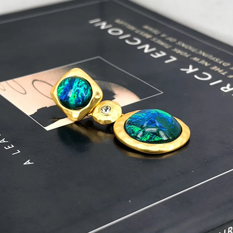 Pendientes de turquesa, estilo refinado. Pendientes franceses de plata 925 con aguja.