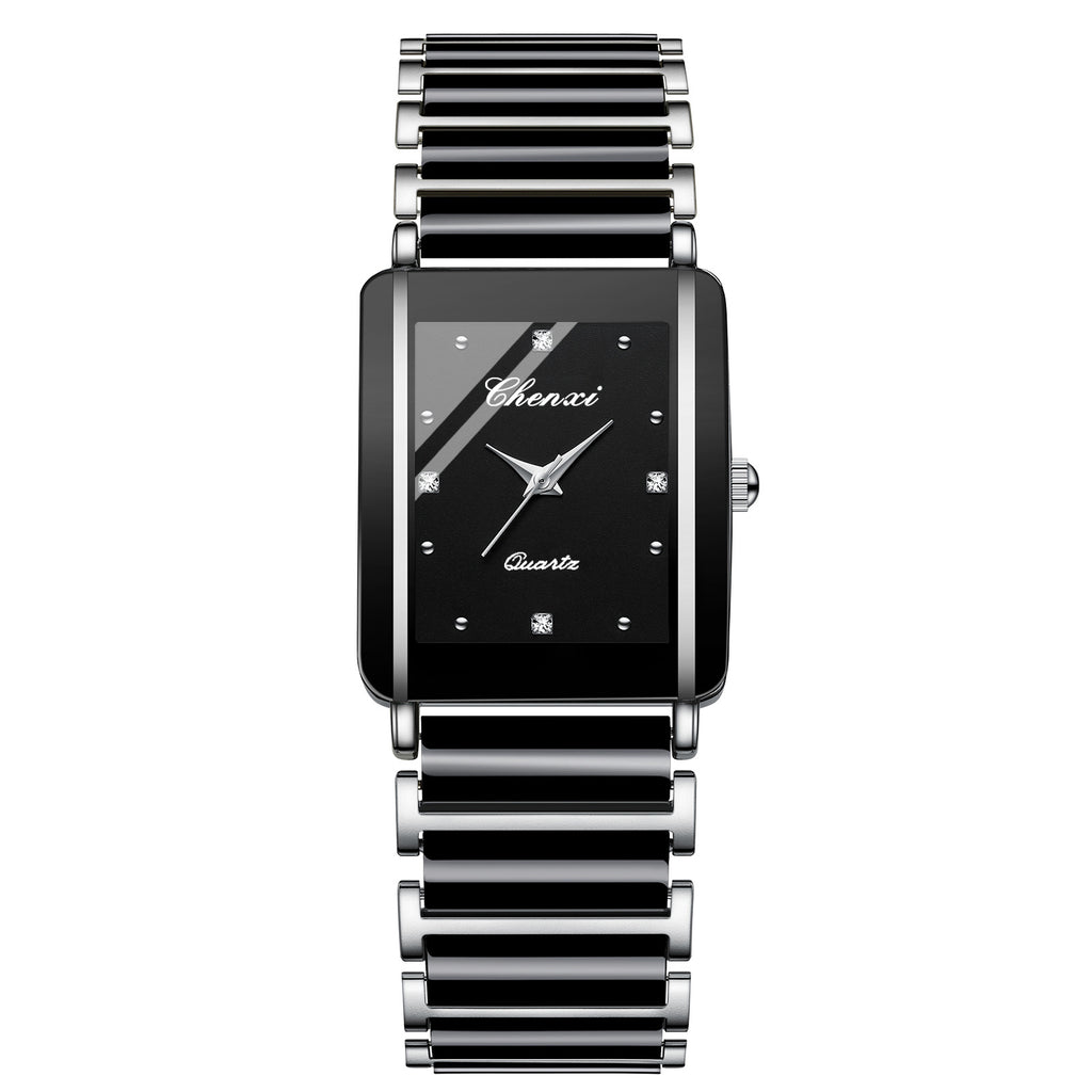Reloj de pareja cuadrado para mujer y hombre, de cerámica y cuarzo.