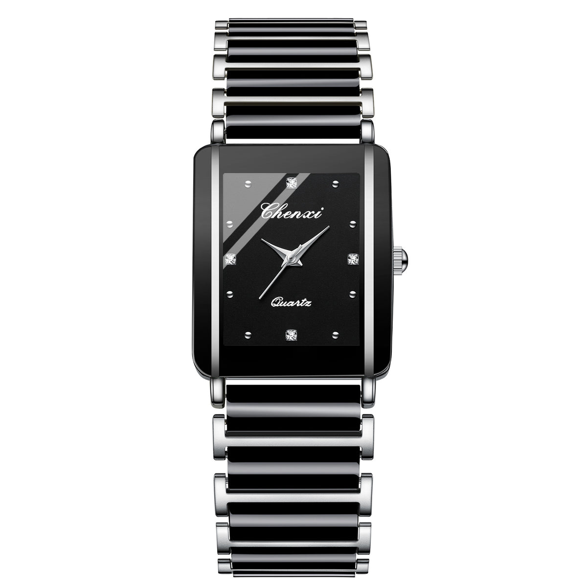 Reloj de pareja cuadrado para mujer y hombre, de cerámica y cuarzo.