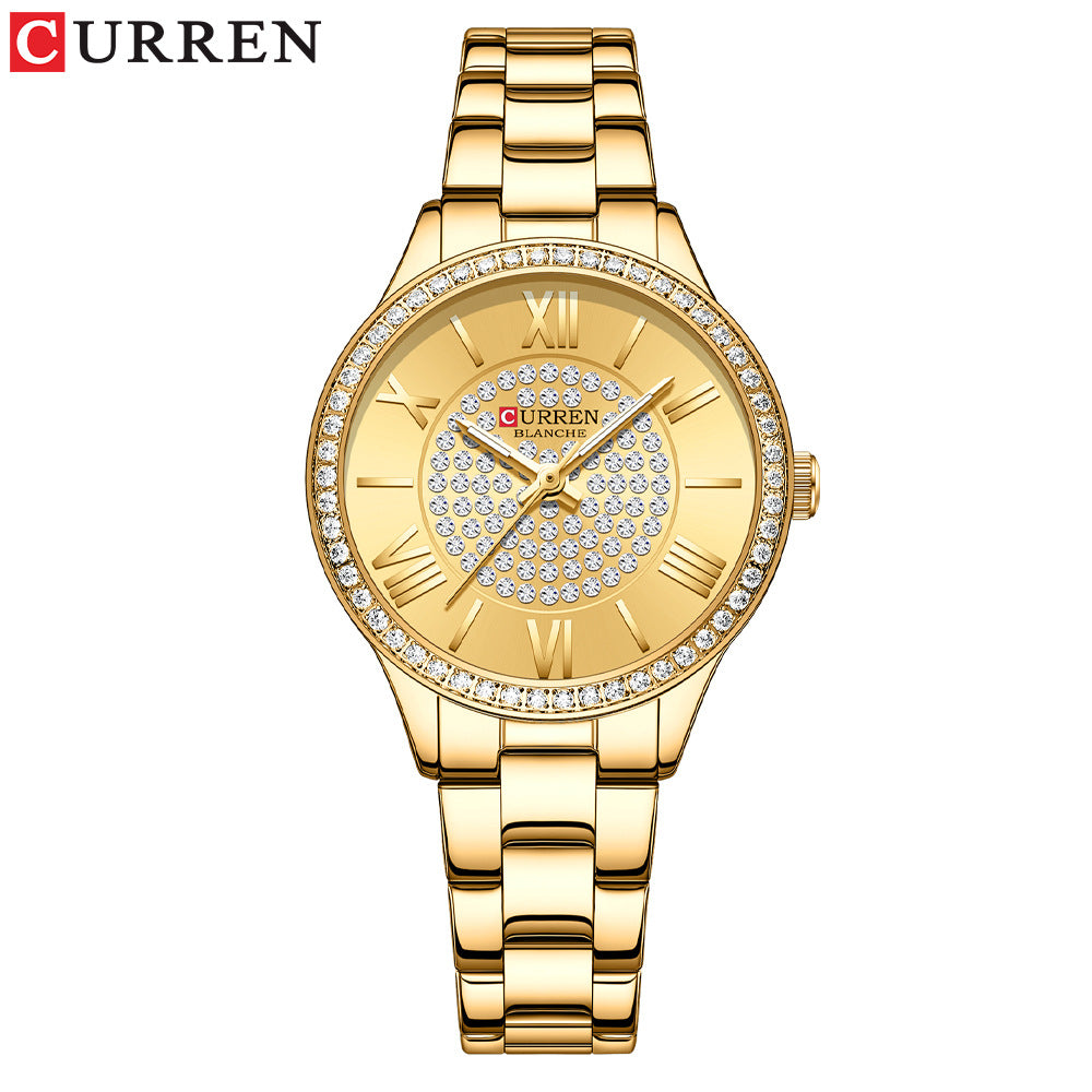 Reloj con correa de acero, reloj casual de cuarzo.