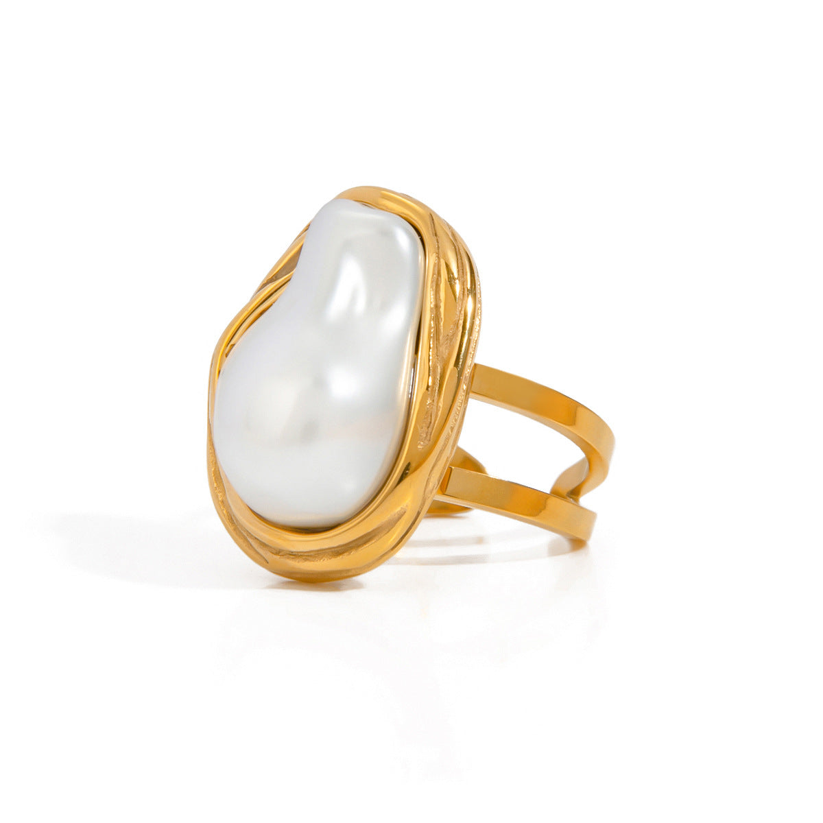 Anillo abierto de acero inoxidable para mujer.