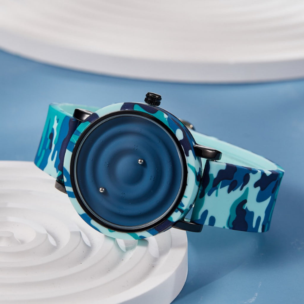 Reloj de silicona unisex de moda, innovador, creativo y moderno con bola flotante.