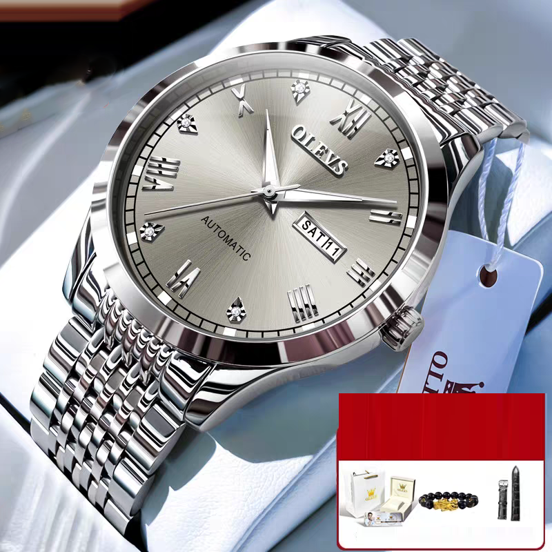 Reloj de hombre, reloj mecánico para hombre, totalmente automático, de cuerda sencilla, resistente al agua y con luz nocturna.