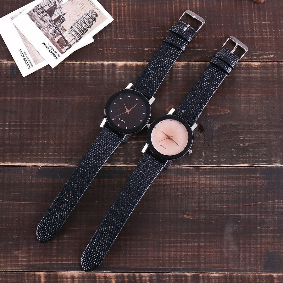 Reloj de mujer, casual de cuarzo, con correa de cuero, reloj de pulsera.