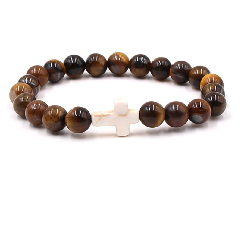 Pulsera de cruz con cuentas de moda