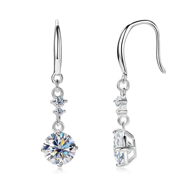 Pendientes de plata de ley 925 con moissanita de 2 quilates