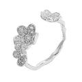Anillo abierto de plata de ley 925 con circonitas incrustadas