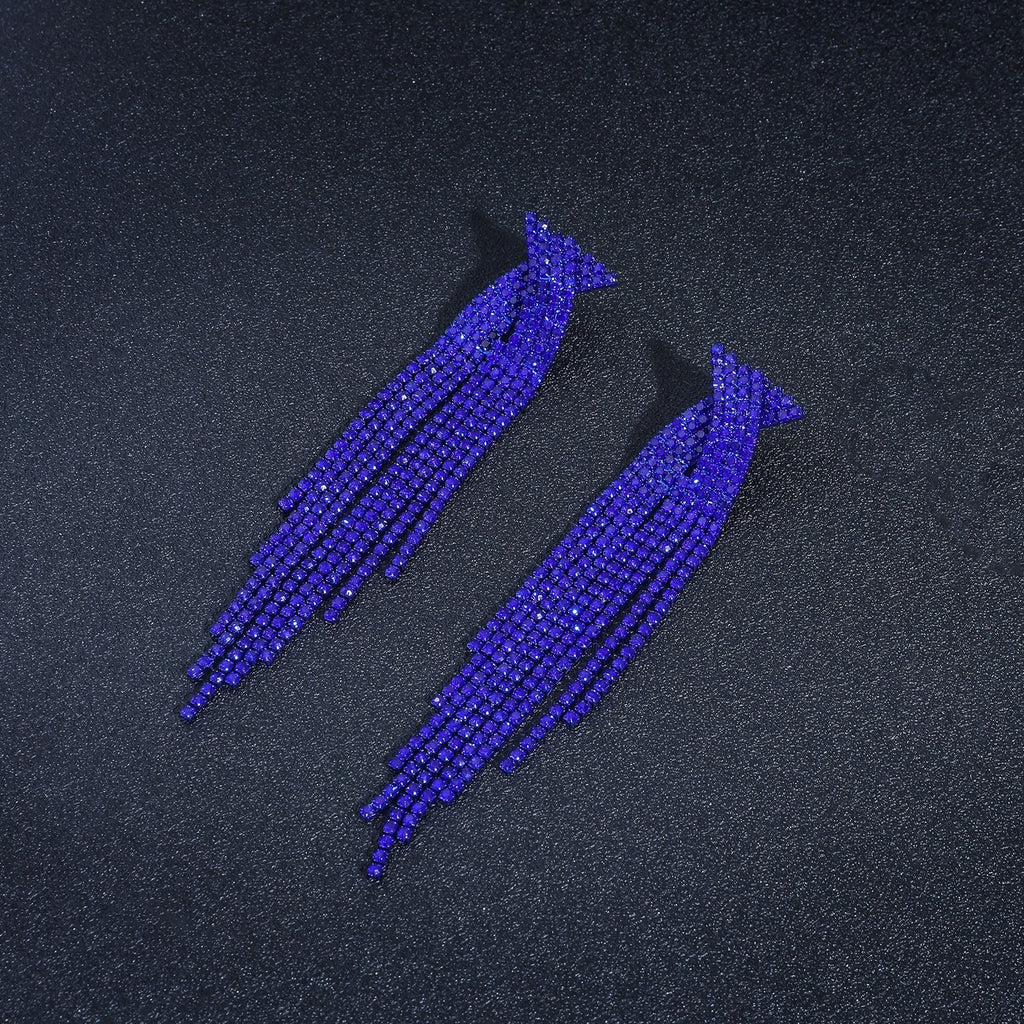 Pendientes de mujer, pendientes de botón, pendientes de cristal con diamantes de imitación y cadena de garra.
