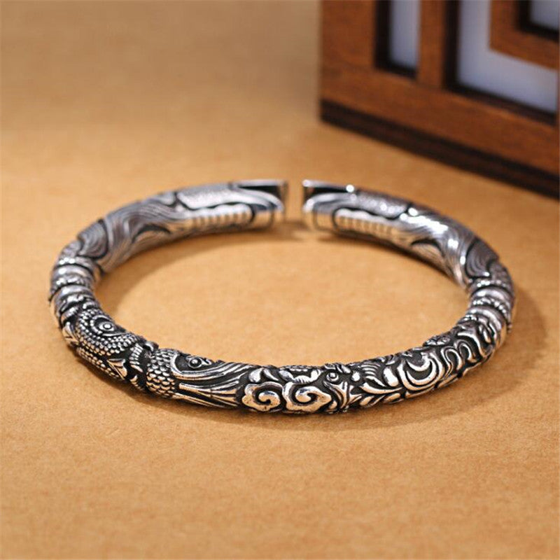 Pulsera de plata tailandesa 925 con diseño de cabeza de serpiente  para hombre.