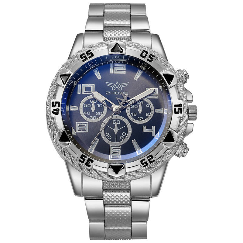 Reloj casual para hombre, correa de acero, movimiento de cuarzo, esfera grande.