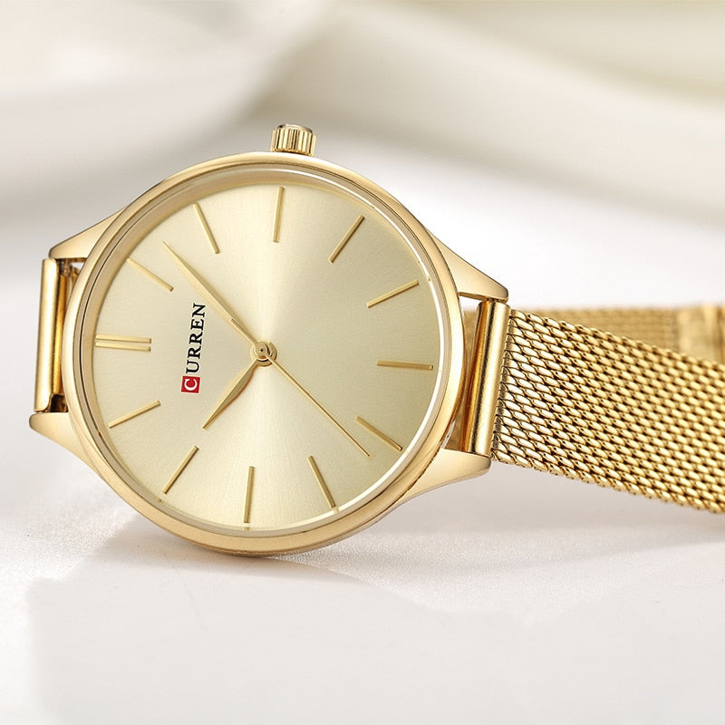 Reloj de pulsera para mujer CURREN, reloj de pulsera para mujer, reloj de acero milanés, oro rosa para mujer.