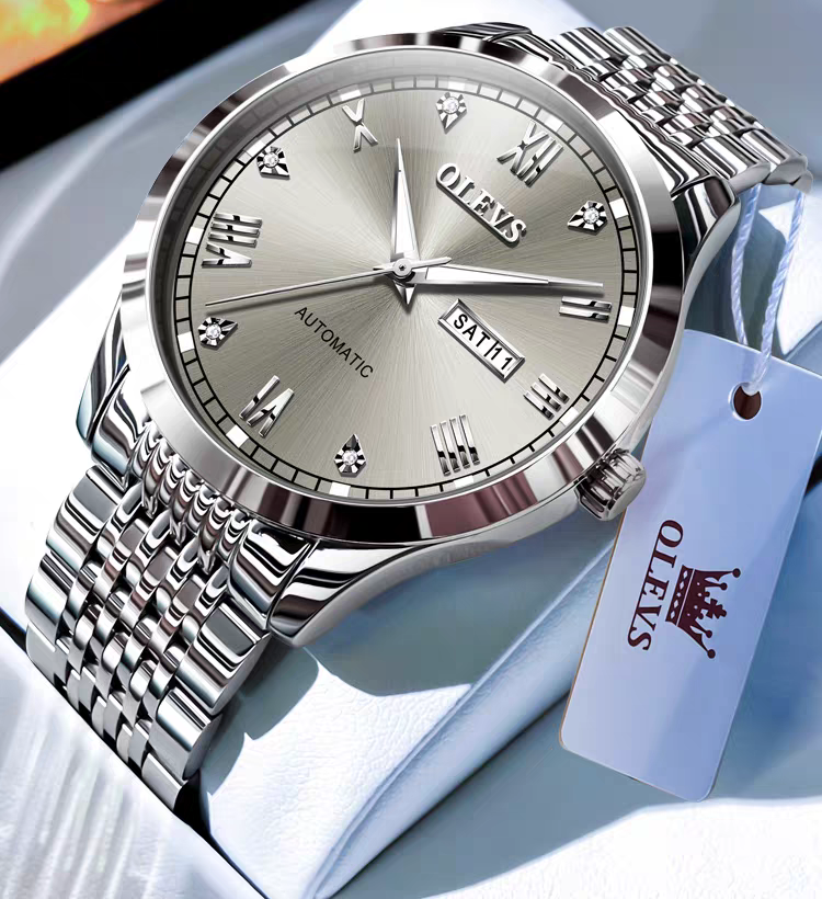 Reloj de hombre, reloj mecánico para hombre, totalmente automático, de cuerda sencilla, resistente al agua y con luz nocturna.