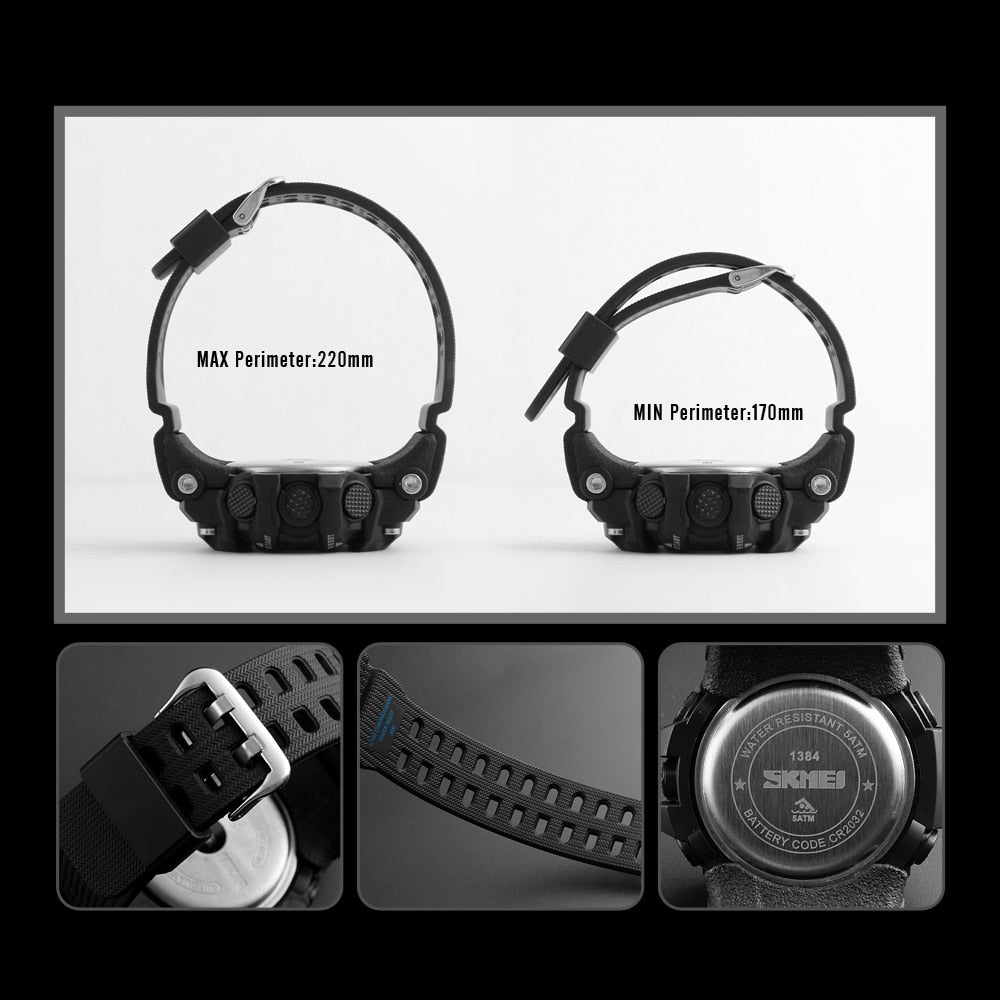 Reloj deportivo con cronómetro y cuenta regresiva SKMEI 1384 para hombre, de marca de lujo, resistente al agua, con LED, electrónico digital.