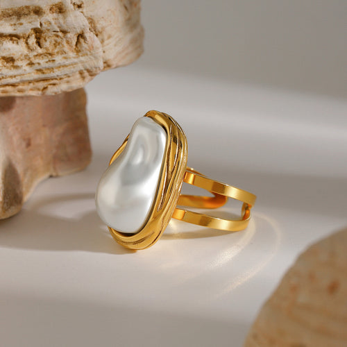 Anillo abierto de acero inoxidable para mujer.