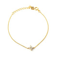 Pulsera de plata de ley 925 con flor y circonitas, chapada en oro de 14k.