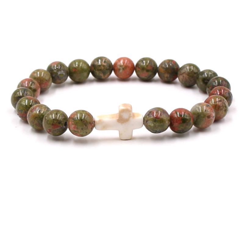 Pulsera de cruz con cuentas de moda