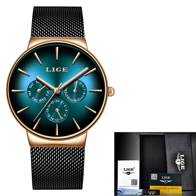 Reloj de cuarzo para hombre con correa de malla