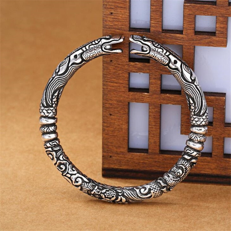 Pulsera de plata tailandesa 925 con diseño de cabeza de serpiente  para hombre.