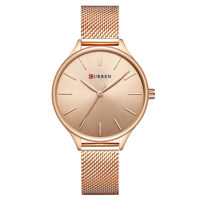 Reloj de pulsera para mujer CURREN, reloj de pulsera para mujer, reloj de acero milanés, oro rosa para mujer.