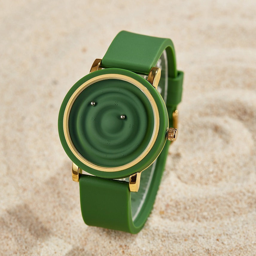Reloj de silicona unisex de moda, innovador, creativo y moderno con bola flotante.