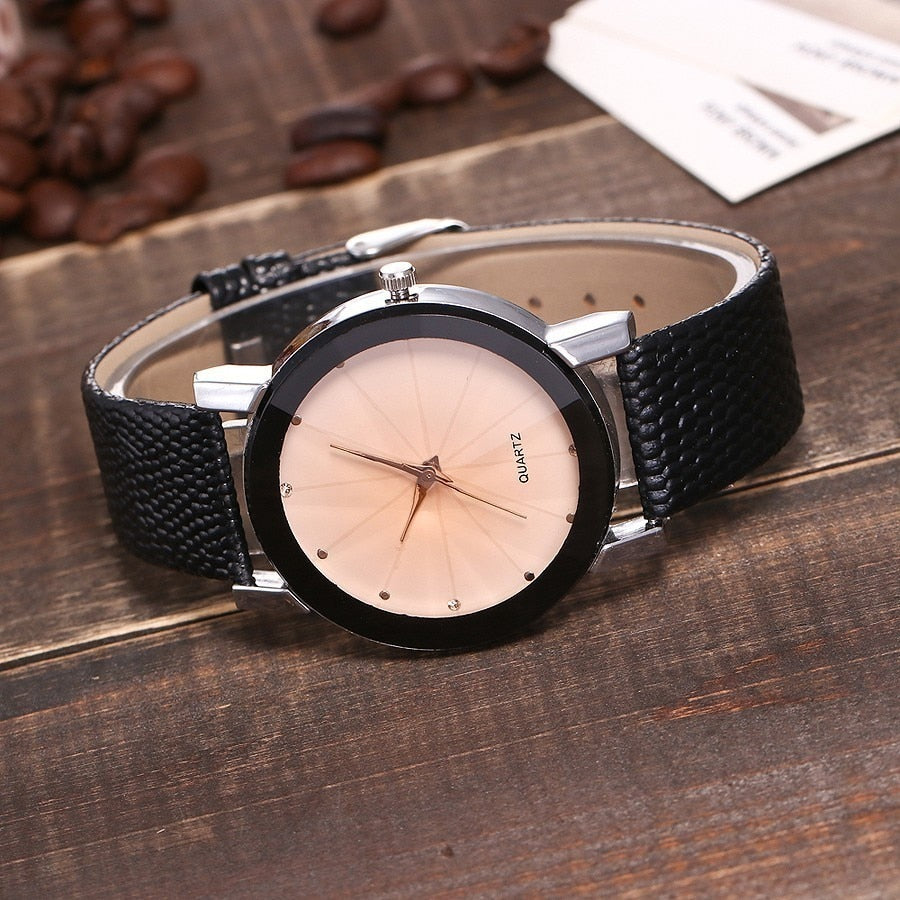 Reloj de mujer, casual de cuarzo, con correa de cuero, reloj de pulsera.