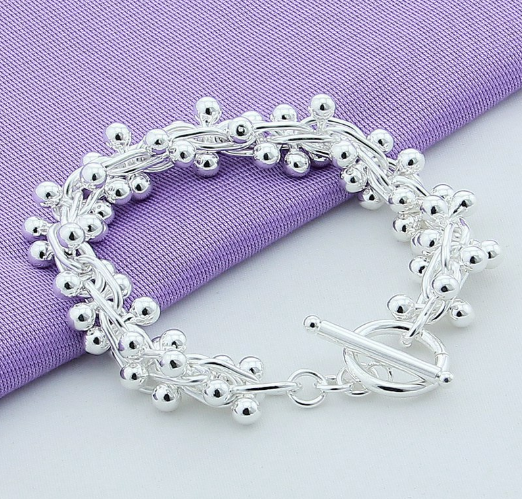 Plata esterlina 925, pulsera de plata maciza 925 con dije de uva, ideales como regalo.