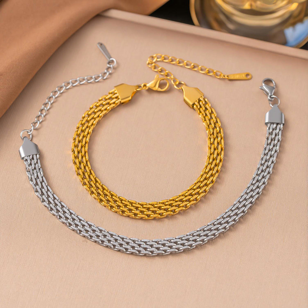 Pulsera trenzada de acero inoxidable hecha de acero de titanio.