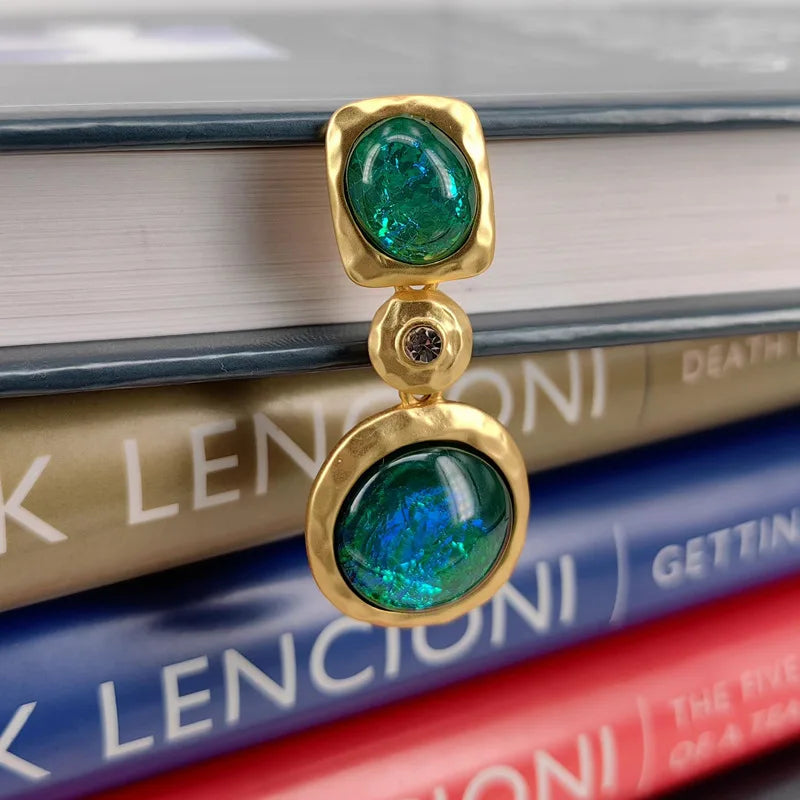 Pendientes de turquesa, estilo refinado. Pendientes franceses de plata 925 con aguja.
