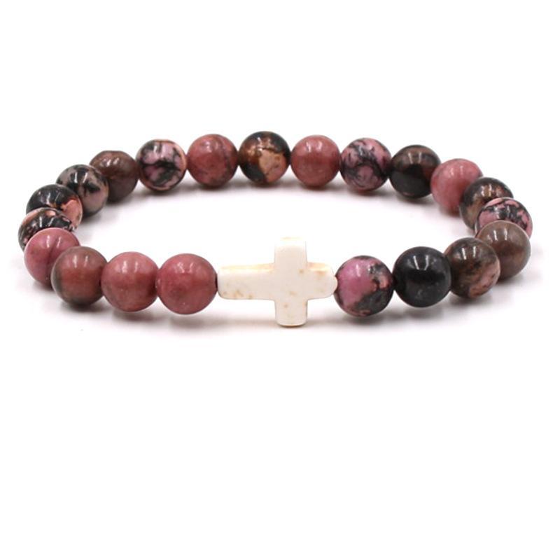 Pulsera de cruz con cuentas de moda
