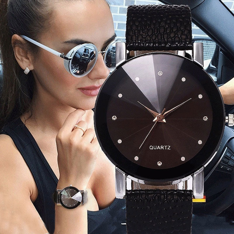 Reloj de mujer, casual de cuarzo, con correa de cuero, reloj de pulsera.