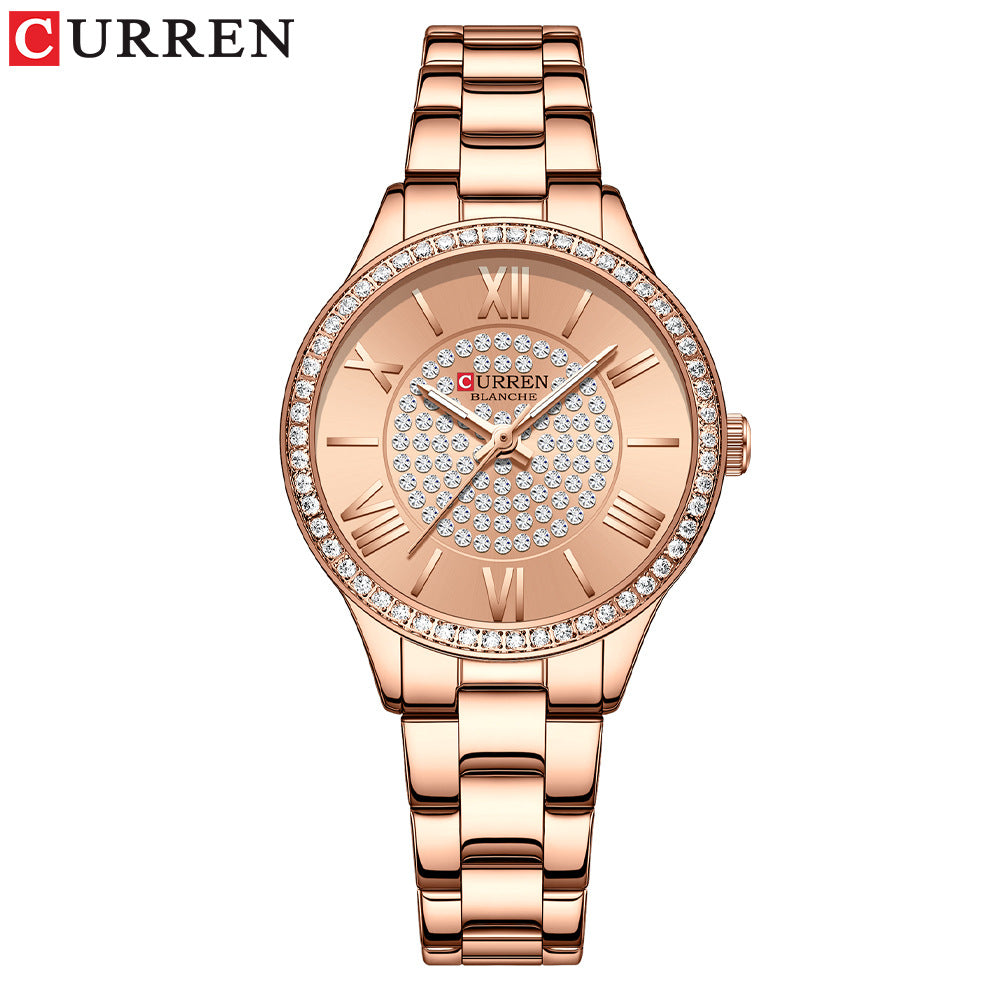 Reloj con correa de acero, reloj casual de cuarzo.