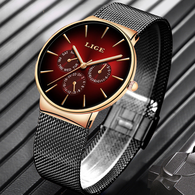 Reloj de cuarzo para hombre con correa de malla