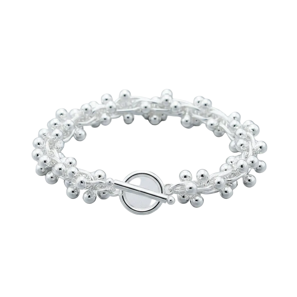 Plata esterlina 925, pulsera de plata maciza 925 con dije de uva, ideales como regalo.