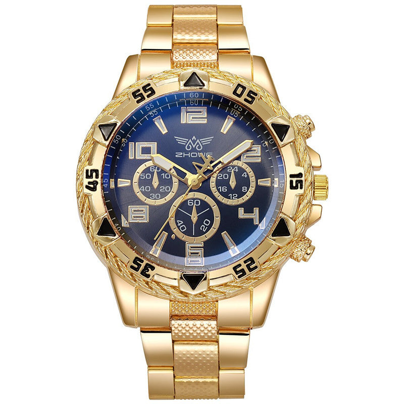 Reloj casual para hombre, correa de acero, movimiento de cuarzo, esfera grande.