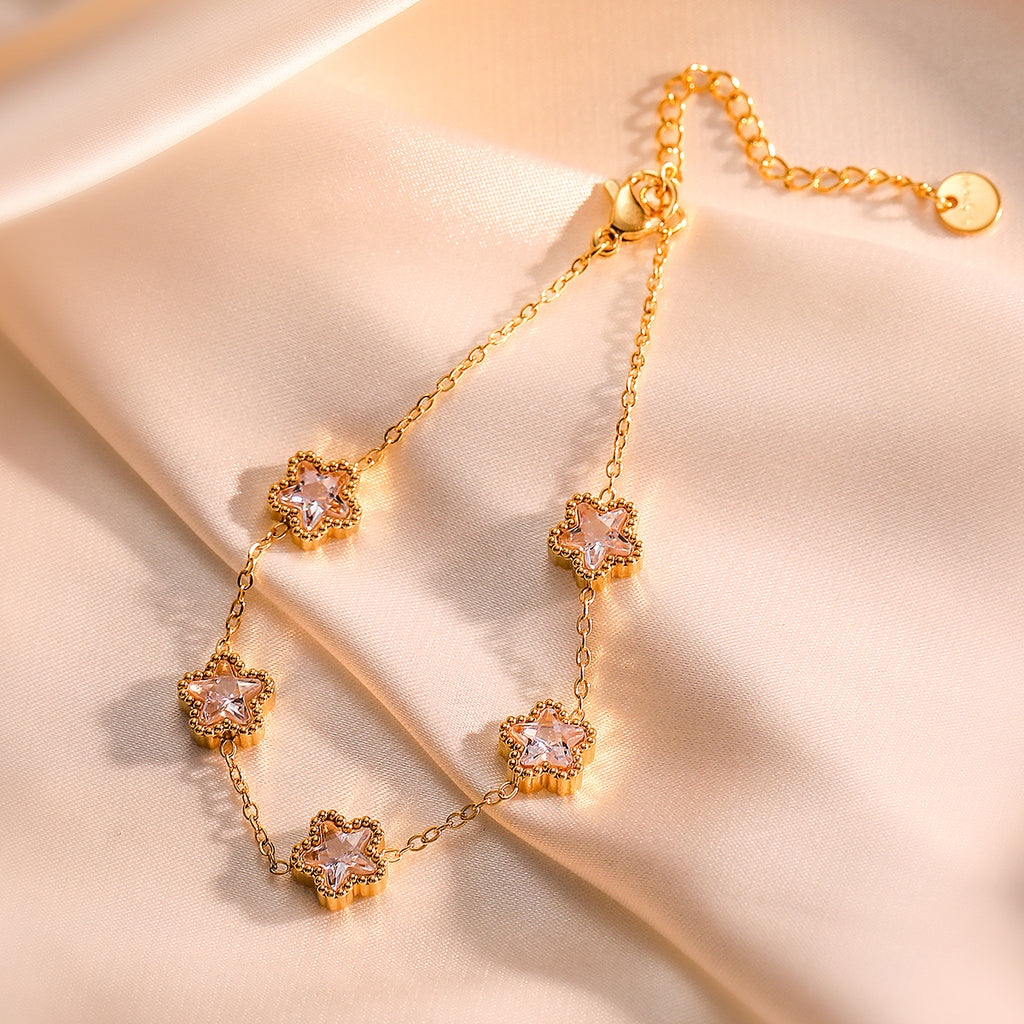 Pulsera de acero titanio con circonitas para mujer, joyería exclusiva, versátil y resistente al color.