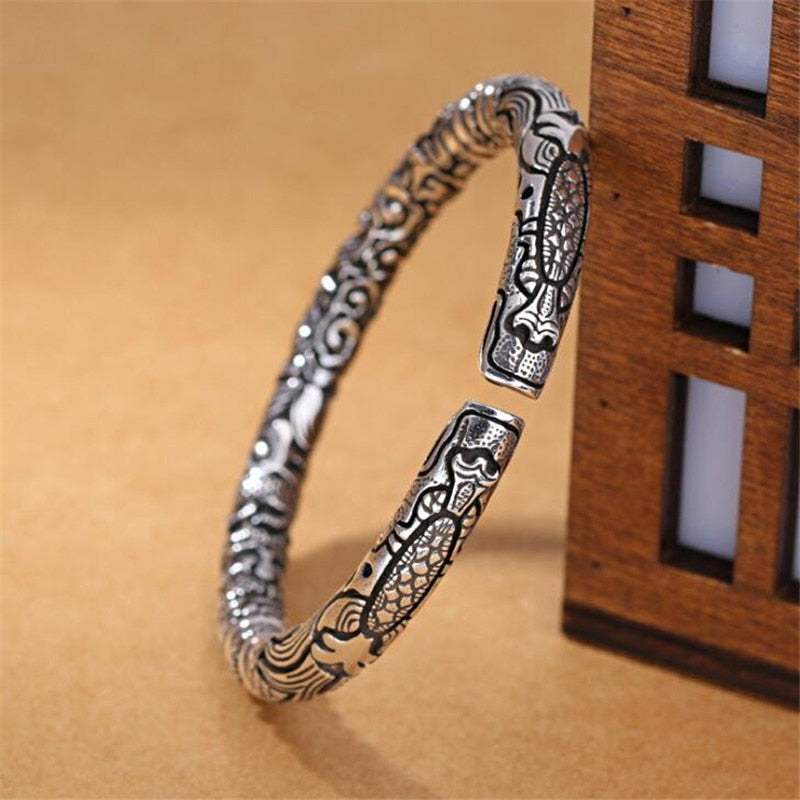 Pulsera de plata tailandesa 925 con diseño de cabeza de serpiente  para hombre.