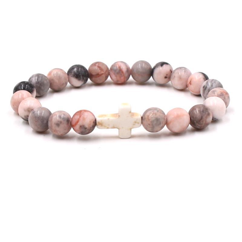 Pulsera de cruz con cuentas de moda