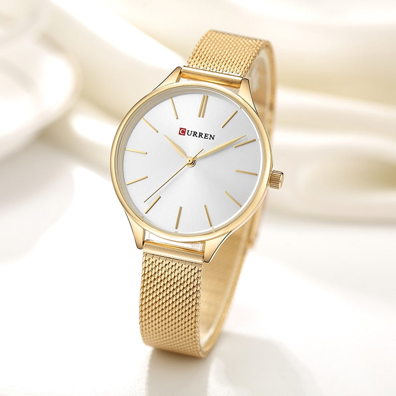 Reloj de pulsera para mujer CURREN, reloj de pulsera para mujer, reloj de acero milanés, oro rosa para mujer.
