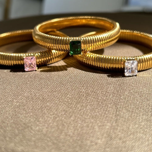 Pulsera Serenity Emerald CZ de oro