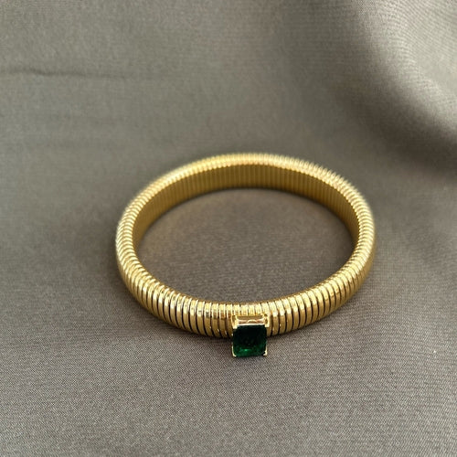 Pulsera Serenity Emerald CZ de oro
